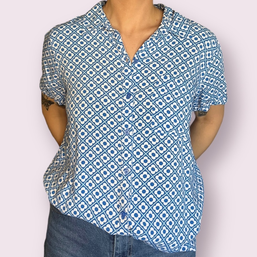 Croft & Barrow Floral Checkered Top